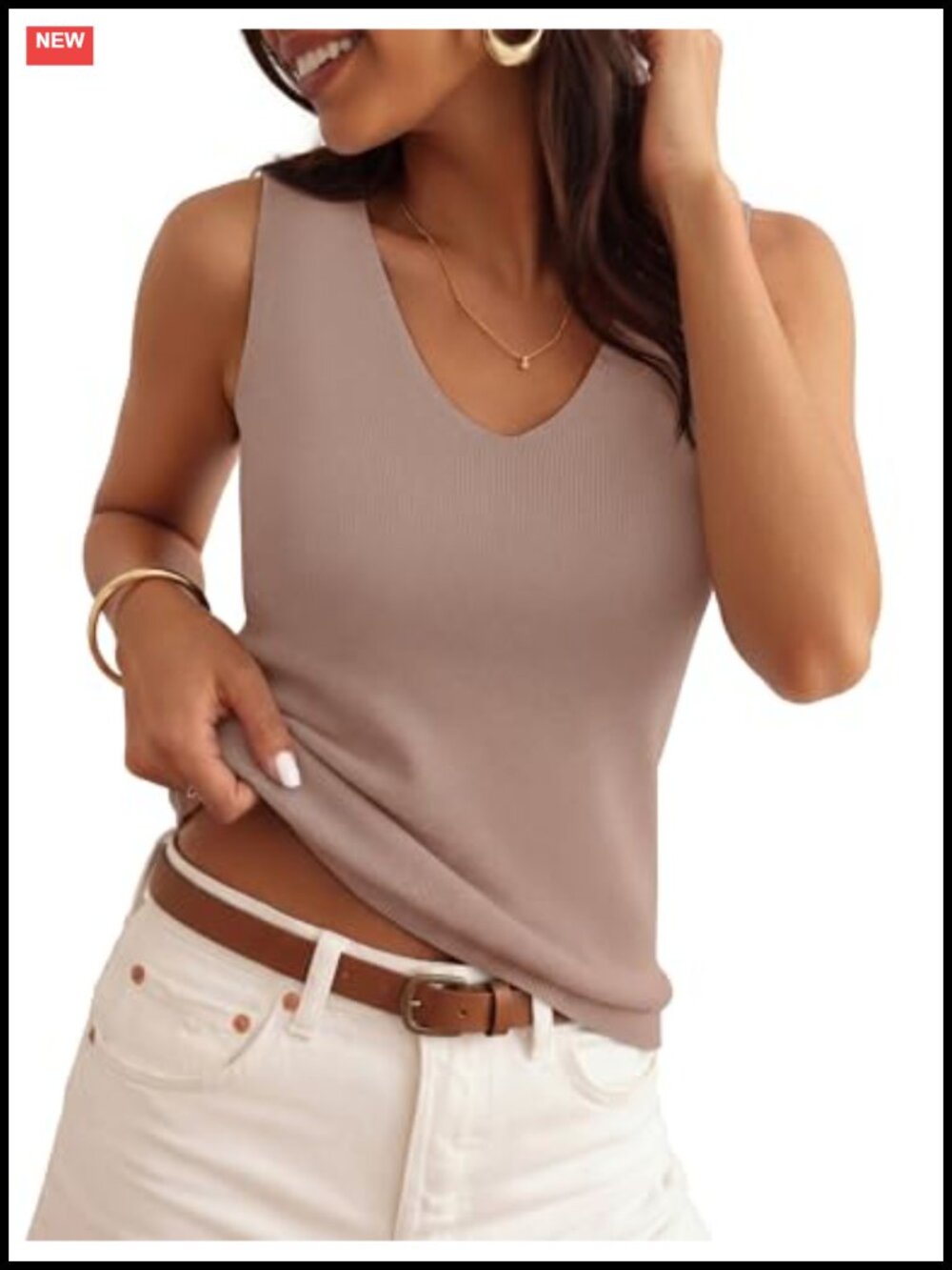 Women's Sleeveless Knit Vest Top V-Neck Sweater